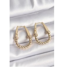 316L Çelik Gold Renk Burgu Halka Model Kadın Küpe