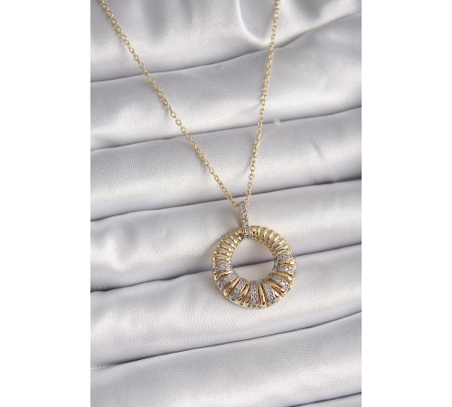 316L Çelik Gold Renk Zincir Gümüş Zirkon Taşlı Daire Model Kadın Kolye 316L Çelik Gold Renk Zincir Gümüş Zirkon Taşlı Daire Model Kadın Kolye