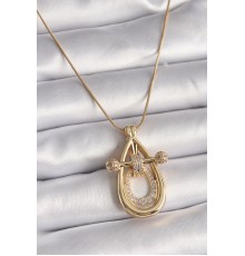 316L Çelik Gold Renk Zincir Zirkon Taşlı Vintage Model Kadın Kolye