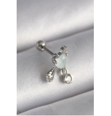 316L Çelik Gümüş Renk Beyaz Minelik Kalp Sallantı Zirkon Taş Detay Tragus Piercing