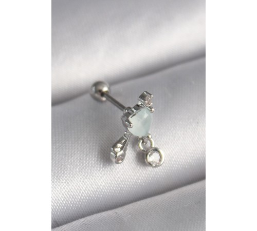 316L Çelik Gümüş Renk Beyaz Minelik Kalp Sallantı Zirkon Taş Detay Tragus Piercing 316L Çelik Gümüş Renk Beyaz Minelik Kalp Sallantı Zirkon Taş Detay Tragus Piercing