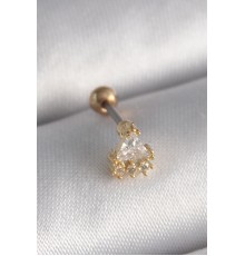 316L Çelik Gold Renk Üçgen Zirkon Taşlı Tragus Piercing