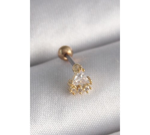 316L Çelik Gold Renk Üçgen Zirkon Taşlı Tragus Piercing 316L Çelik Gold Renk Üçgen Zirkon Taşlı Tragus Piercing