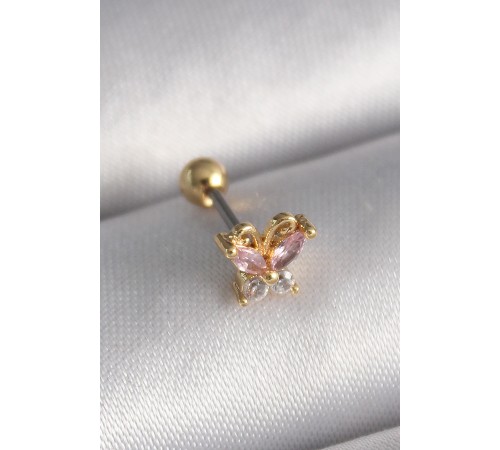 316L Çelik Gold Renk Pembe Zirkon Taşlı Kelebek Tragus Piercing 316L Çelik Gold Renk Pembe Zirkon Taşlı Kelebek Tragus Piercing