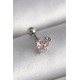 316L Çelik Gümüş Renk Pembe Zirkon Taşlı Kelebek Tragus Piercing