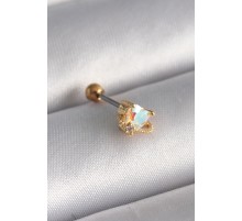 316L Çelik Gold Renk Zirkon Taşlı Kalp Tragus Piercing