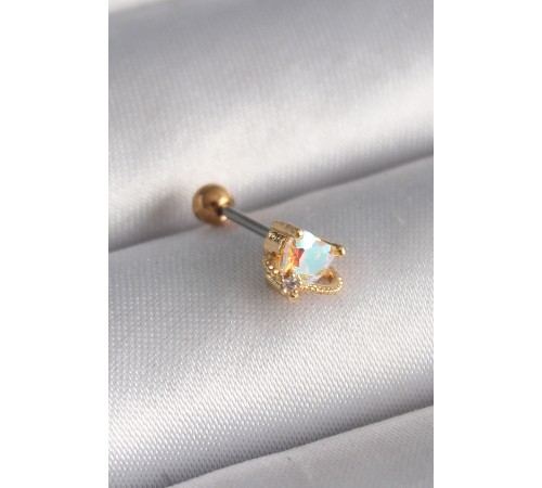316L Çelik Gold Renk Zirkon Taşlı Kalp Tragus Piercing 316L Çelik Gold Renk Zirkon Taşlı Kalp Tragus Piercing