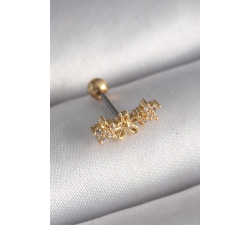 316L Çelik Gold Renk Zirkon Taşlı Çiçek Tragus Piercing 316L Çelik Gold Renk Zirkon Taşlı Çiçek Tragus Piercing