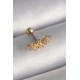 316L Çelik Gold Renk Zirkon Taşlı Çiçek Tragus Piercing