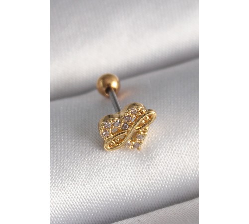 316L Çelik Gold Renk Zirkon Taşlı Kalp Sonsuzluk Detay Tragus Piercing 316L Çelik Gold Renk Zirkon Taşlı Kalp Sonsuzluk Detay Tragus Piercing