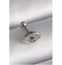 316L Çelik Gümüş Renk Zirkon Taşlı Göz Tragus Piercing