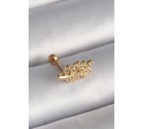 316L Çelik Gold Renk Zirkon Taşlı Dal Tragus Piercing 316L Çelik Gold Renk Zirkon Taşlı Dal Tragus Piercing