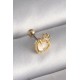 316L Çelik Gold Renk Beyaz Mineli Kalp Zirkon Taş Detaylı Taç Tragus Piercing
