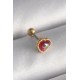 316L Çelik Gold Renk Kırmızı Mineli Kalp Tragus Piercing