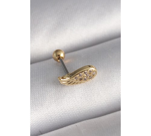 316L Çelik Gold Renk Zirkon Taşlı Kanat Tragus Piercing 316L Çelik Gold Renk Zirkon Taşlı Kanat Tragus Piercing