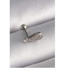 316L Çelik Gümüş Renk Zirkon Taşlı Kanat Tragus Piercing