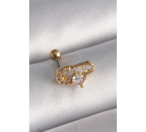316L Çelik Gold Renk Zirkon Taşlı Toplu İğne Tragus Piercing 316L Çelik Gold Renk Zirkon Taşlı Toplu İğne Tragus Piercing