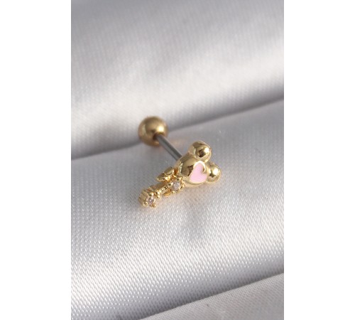 316L Çelik Gold Renk Zirkon Taş Detay Pembe Kalp İşleme Tragus Piercing 316L Çelik Gold Renk Zirkon Taş Detay Pembe Kalp İşleme Tragus Piercing