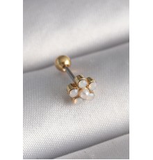 316L Çelik Gold Renk Zirkon Taşlı Çiçek Model Tragus Piercing