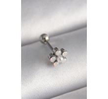 316L Çelik Gümüş Renk Zirkon Taşlı Çiçek Model Tragus Piercing