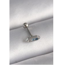 316L Çelik Gümüş Renk Mavi Zirkon Taşlı Tragus Piercing