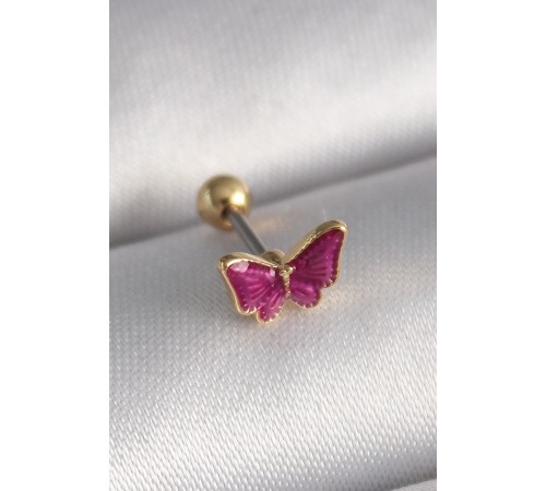 316L Çelik Gümüş Renk Pembe Kelebek Model Tragus Piercing 316L Çelik Gümüş Renk Pembe Kelebek Model Tragus Piercing