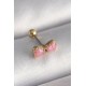 316L Çelik Gold Renk Pembe Fiyonk Model Tragus Piercing