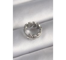 316L Çelik Gümüş Renk Zirkon Taşlı Yaprak Model Tragus Piercing