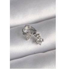 316L Çelik Gümüş Renk Zirkon Taşlı Çiçek Model Sallantı Detay Tragus Piercing