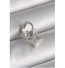 316L Çelik Gümüş Renk Zirkon Taşlı Sallantı Yıldız Model Tragus Piercing