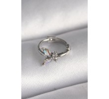 316L Çelik Gümüş Renk Zirkon Taşlı Kelebek Model Tragus Piercing