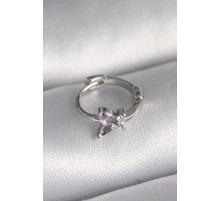 316L Çelik Gümüş Renk Zirkon Taşlı Kelebek Model Tragus Piercing