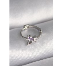 316L Çelik Gümüş Renk Zirkon Taşlı Kelebek Model Tragus Piercing