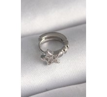 316L Çelik Gümüş Renk Zirkon Taşlı Yıldız Model Tragus Piercing