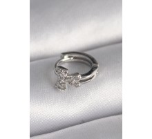 316L Çelik Gümüş Renk Zirkon Taşlı Kurdele Model Tragus Piercing