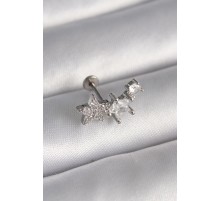 316L Çelik Gümüş Renk Zirkon Taşlı Yıldız Model Tragus Piercing