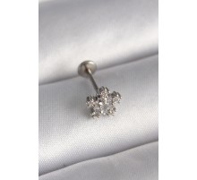 316L Çelik Gümüş Renk Zirkon Taşlı Yıldız Model Tragus Piercing