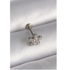316L Çelik Gümüş Renk Zirkon Taşlı Yıldız Model Tragus Piercing