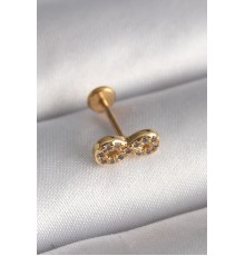 316L Çelik Gold Renk Zirkon Taşlı Sonsuzluk Model Tragus Piercing