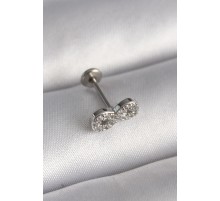 316L Çelik Gümüş Renk Zirkon Taşlı Sonsuzluk Model Tragus Piercing