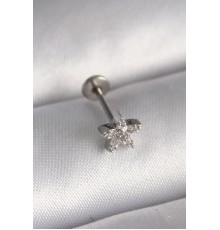 316L Çelik Gümüş Renk Zirkon Taşlı Yıldız Model Tragus Piercing