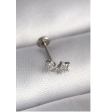 316L Çelik Gümüş Renk Zirkon Taşlı Yıldız Model Tragus Piercing
