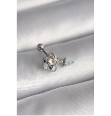316L Çelik Gümüş Renk Zirkon Taşlı Sallantı Kalp Detay Tragus Piercing