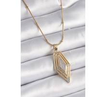 316L Çelik Gold Renk Zirkon Taşlı Vintage Model Kadın Kolye
