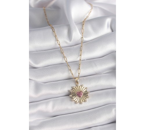 316L Çelik Gold Renk Pembe Zirkon Taşlı Kalp İşleme Madalyon Model Kadın Kolye 316L Çelik Gold Renk Pembe Zirkon Taşlı Kalp İşleme Madalyon Model Kadın Kolye
