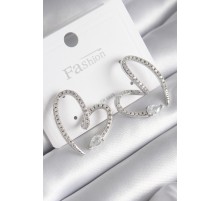 Pirinç Gümüş Renk Zirkon Taşlı Yılan Kalp Model Kadın Küpe