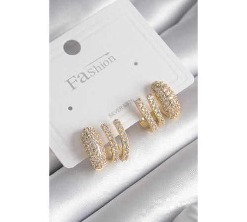 Pirinç Gold Renk Zirkon Taşlı Kadın Küpe Pirinç Gold Renk Zirkon Taşlı Kadın Küpe