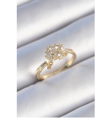 Pirinç Gold Renk Zirkon Taşlı Kadın Yüzük