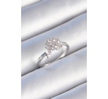 Pirinç Gümüş Renk Zirkon Taşlı Kadın Yüzük