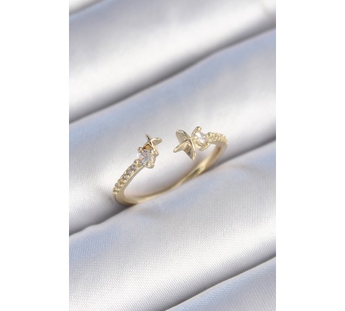 Pirinç Gold Renk Zirkon Taş Detay Yıldız Model Kadın Yüzük Pirinç Gold Renk Zirkon Taş Detay Yıldız Model Kadın Yüzük